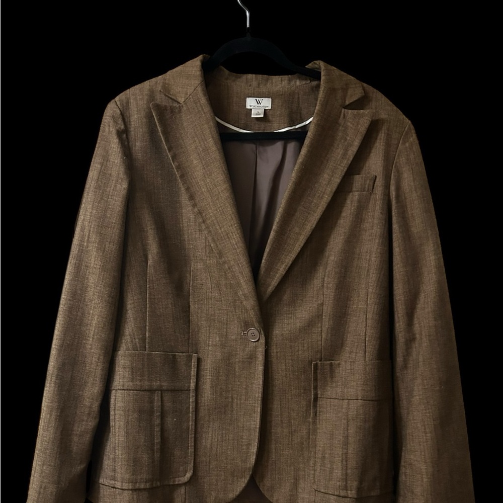 Worthington Classic Brown Tweed Blazer Size Large - Picture 2 of 12
